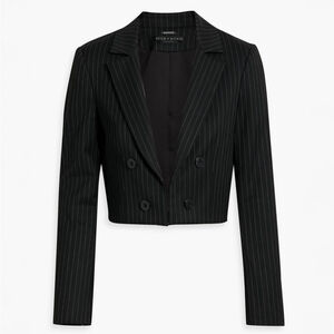 NWT ALICE + OLIVIA Mya Cropped Pinstripe Blazer Black Pinstripe $495 - Size 12
